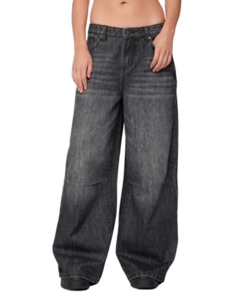 Женские джинсы Edikted Skater Girl Washed Low Rise, цвет: Серый потёртый