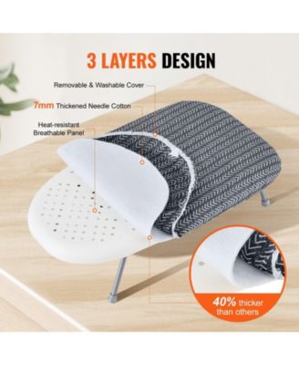 Tabletop Ironing Board 23.4" x 14.4" with Heat-Resistant Cotton Cover & 7mm Padding, Ideal for Small Spaces & Travel