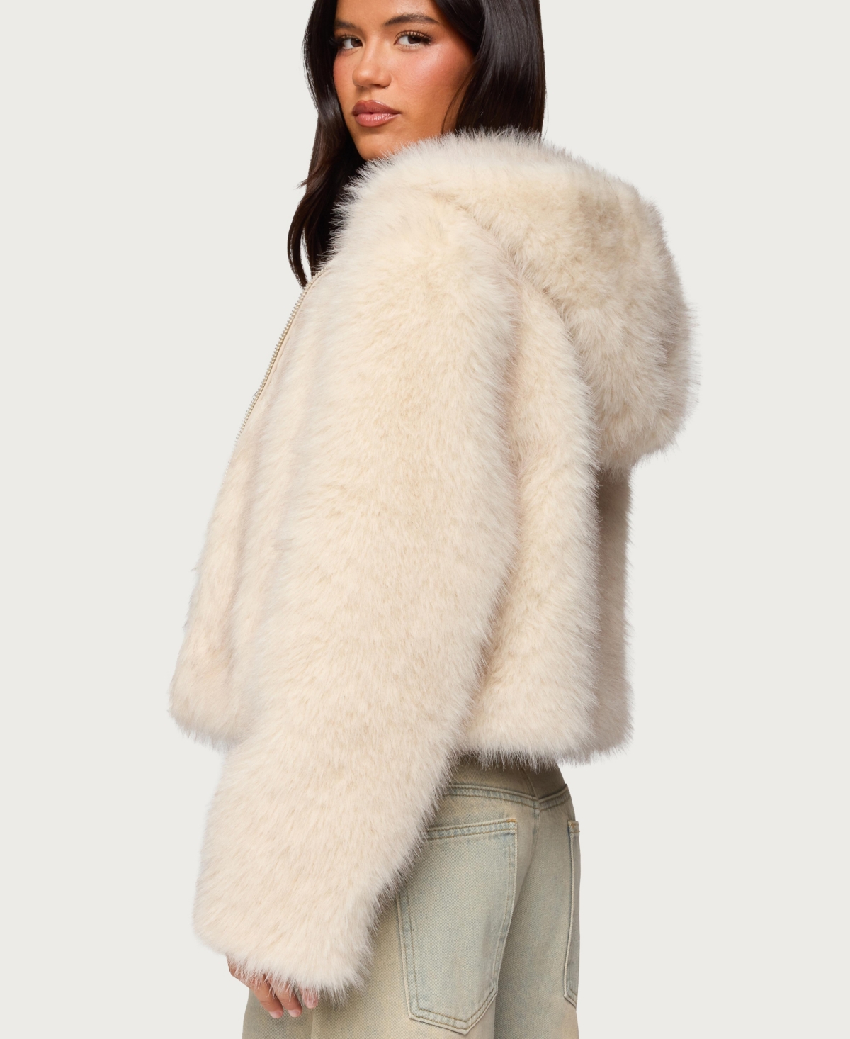 Edikted Women's Beyonca Hooded Faux Fur Jacket