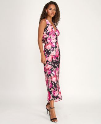 Women's V-Neck Drape Back Midi Dress