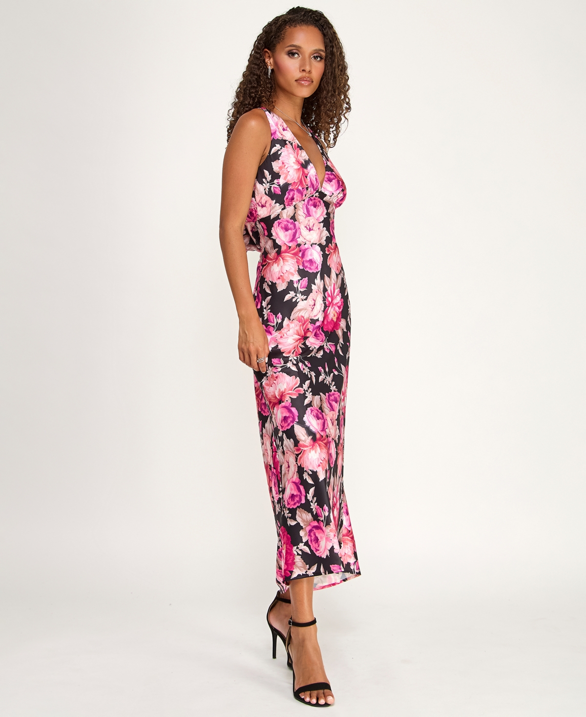 Katia Rae Women's V-Neck Drape Back Midi Dress