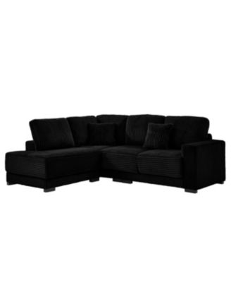 Streamdale 93" L-Shaped Corduroy Sectional Sofa with Reversible Chaise (Black