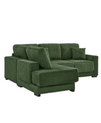 Streamdale 93" L-Shaped Corduroy Sectional Sofa with Reversible Chaise (Green