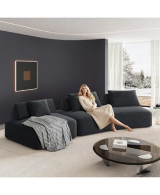Streamdale Modern Light Luxury Oversized Modular Sectional Sofa, Fluffy Chenille, Removable Backrests, Dark Grey