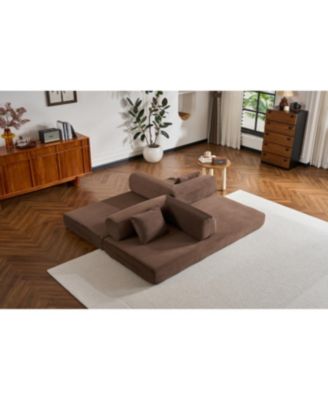 Streamdale Corduroy Convertible Sleeper Sofa Bed with Pillow (Brown)