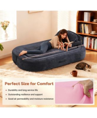 Modern Floor Sofa with 2 Pillows, Convertible Corduroy Sleeper Sofa Bed