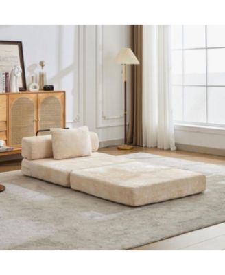 Streamdale Compression Sofa, Convertible Floor Sofa Bed, Single Seater Modular Sectional, Beige