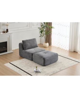 Modern Memory Foam Sofa, Single Chaise, Pet-Friendly Cloud Modular Sectional, Grey