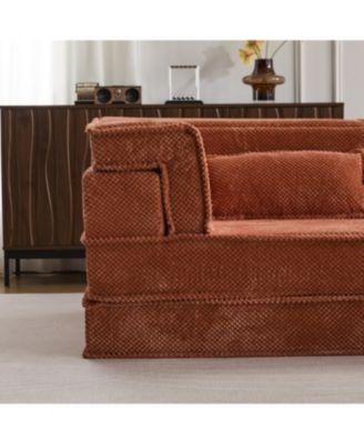 Orange Compression Sofa, Convertible Floor Sofa Bed, Modular Sectional