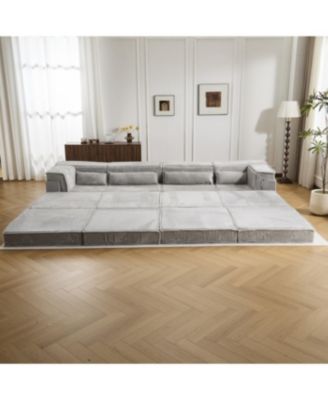 Compression Sofa, Convertible Floor Sofa Bed, Light-grey