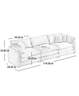 Mid-Century Modern 3-Seater Sectional Sofa with Pillows, Tan Corduroy