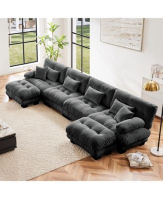 Free Combination Modular Sectional Sofa, U Shaped Couch, 4-Seater Comfy Cloud Couch