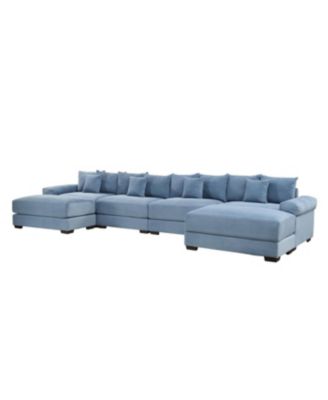 Streamdale Oversized U-Shape Sectional Couch, Premium Corduroy Fabric, Blue