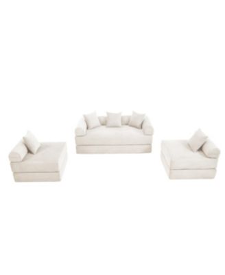 Folding Sofa Bed with Pillow Back Handrail and Memory Foam Mattress