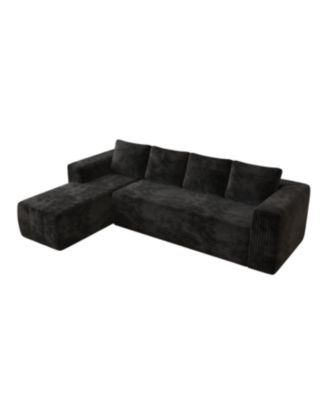 Cloud Sectional Couch, L-Shape Chaise, Modern Modular Sofa, Black (Plush Corduroy