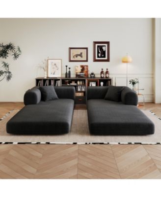 Corduroy Compression Sofa Bed with Pillow Back Support, Black