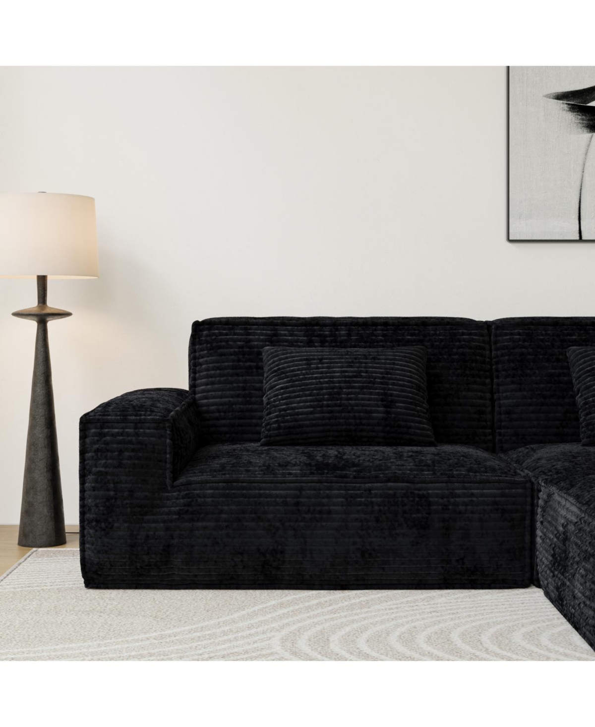 Streamdale Furniture Streamdale 106.3" Large Striped Fabric Compression Sofa - Modern, Comfortable Living Room Furniture