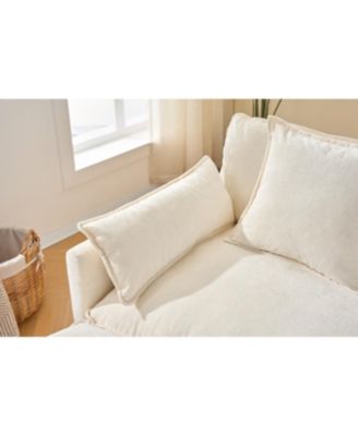  Modern L-Shaped Cloud Couch with Ottoman, 4-Seat Chenille Sectional Sofa