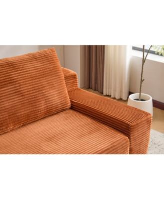 Streamdale Loveseat Sofa, Comfortable Deep Seat Sofa Bed, Modern Small Corduroy Couch, Orange