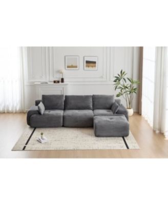 Streamdale Modern Memory Foam Compressed Sofa, Large Sectional Couch, Pet-Friendly, Corduroy, Grey