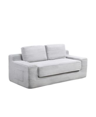 Corduroy Cloud Double Sofa, 2-in-1 Convertible Sofa Bed, Grey