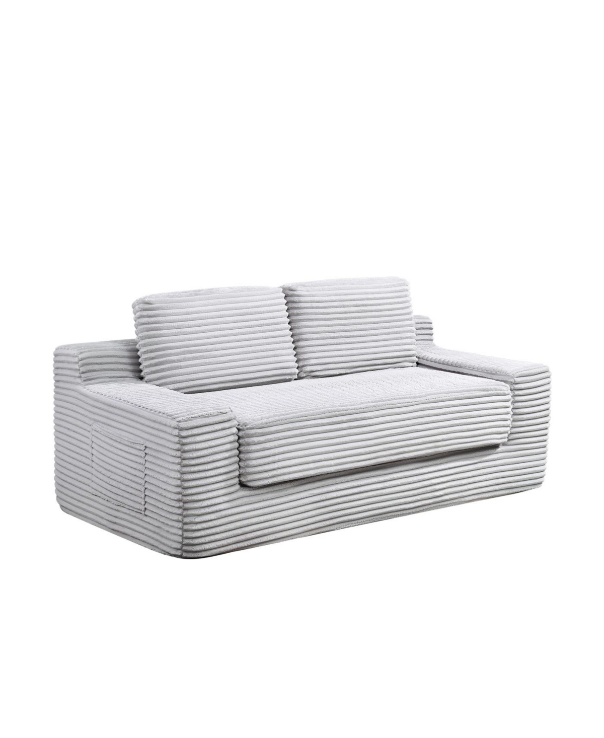 Streamdale Furniture Corduroy Cloud Double Sofa, 2-in-1 Convertible Sofa Bed, Grey