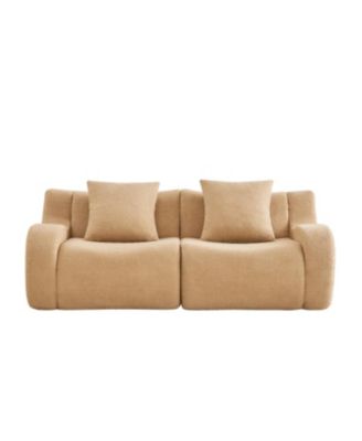 Soft Teddy Fabric Boneless Sofa, No Assembly, Anti-Slip, Camel