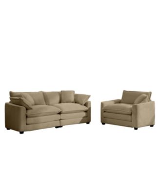 Streamdale Modern Living Room Sofa Two-Piece Set, Tan Corduroy