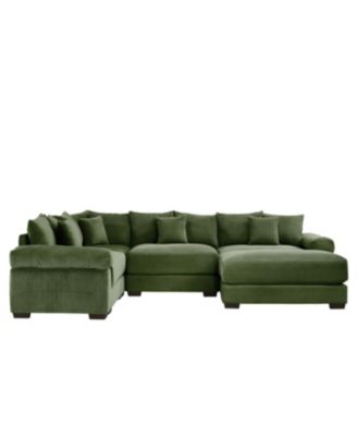 Oversized Cloud Modular Sectional Couch with Ottoman, Green