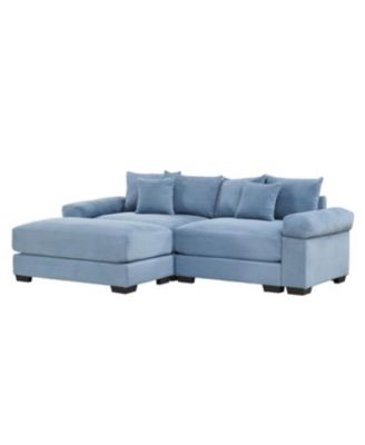 Streamdale Oversized Cloud Modular L-Shape Sectional Couch with Ottoman, Blue