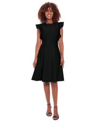 Women's Ruffle Sleeve Crewneck Dress