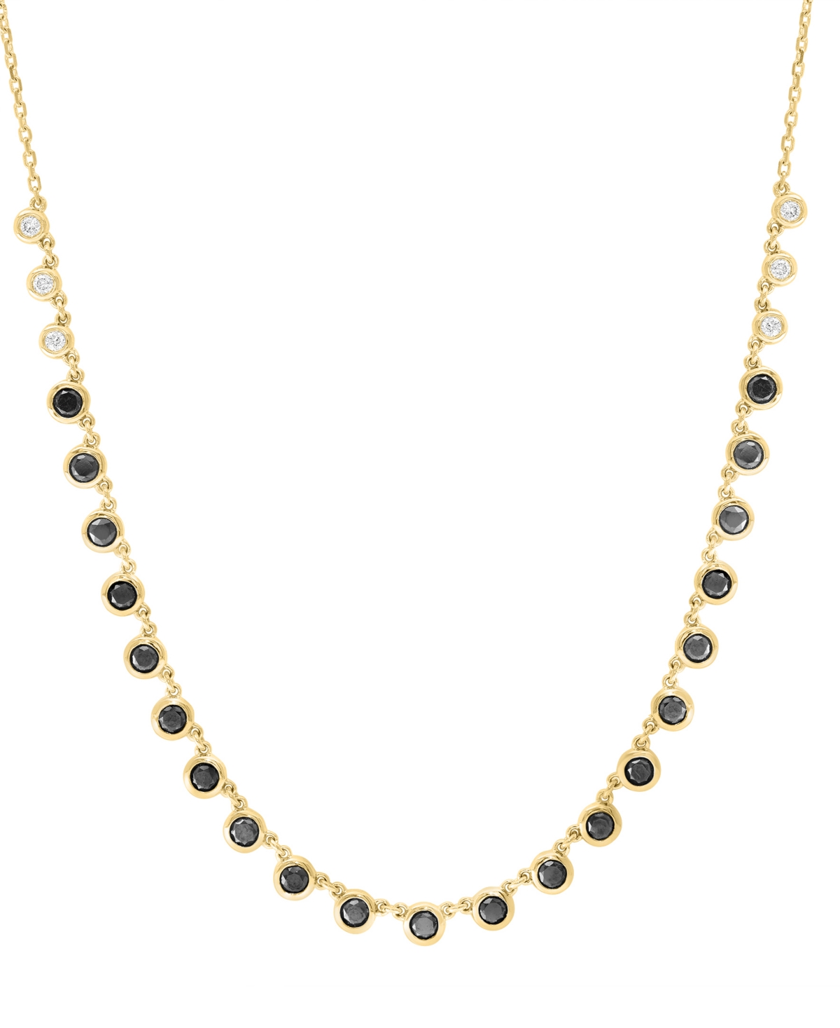Effy Collection White (1/5 ct. t.w.) & Black (1-5/8 ct. t.w.) Diamond Necklace in 14k Yellow Gold
