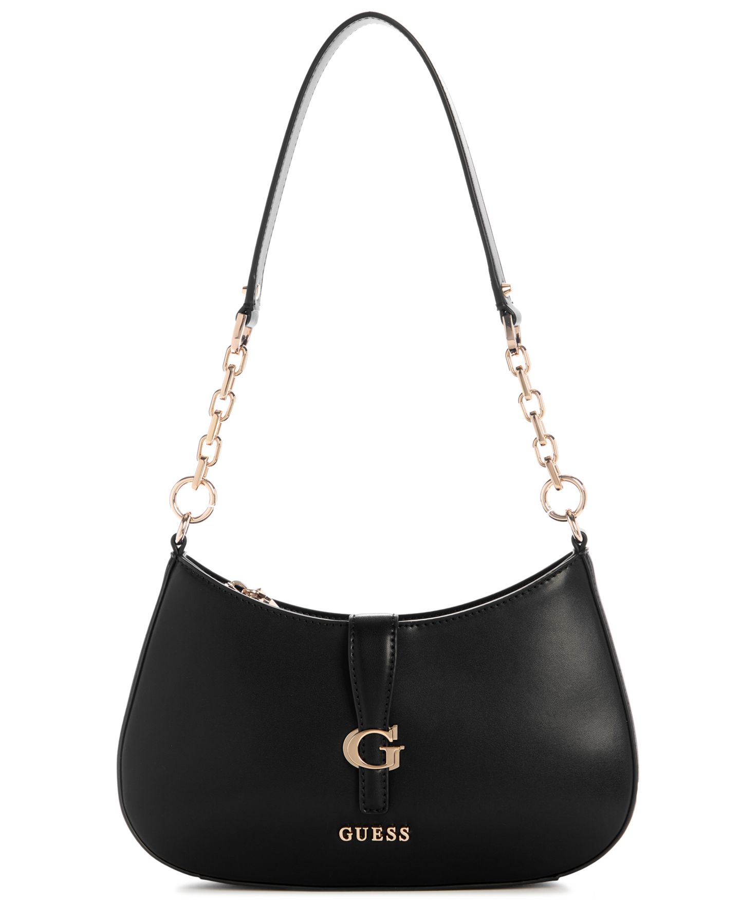 Женская сумка GUESS Carrie Zip-Top Small Shoulder Handbag, цвет: Чёрный — фото 1
