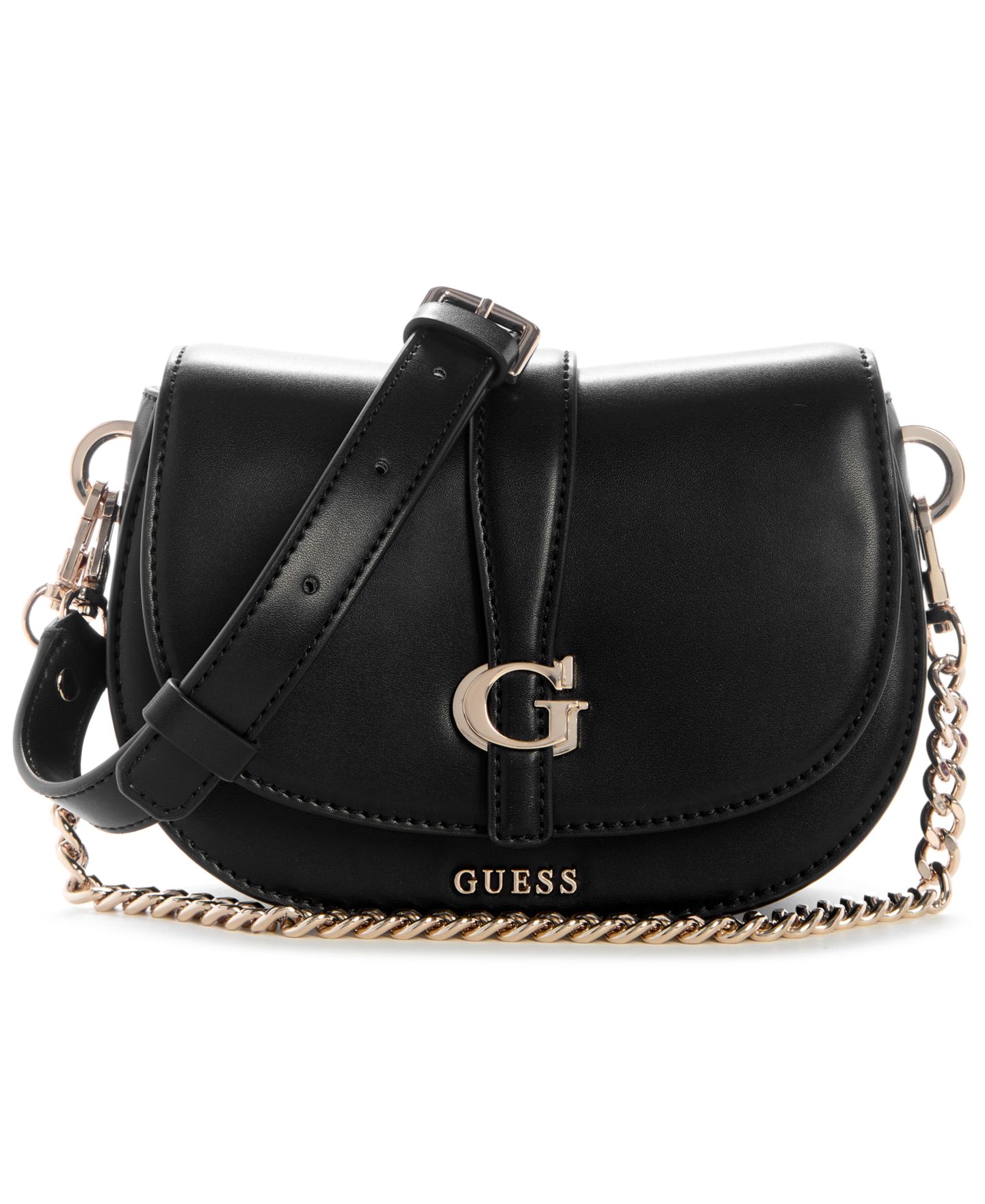 Женская сумка GUESS Carrie Flap Magnetic Mini Crossbody Handbag, цвет: Чёрный — фото 1