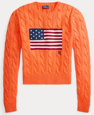 Women's Flag Cable-Knit Cropped Sweater