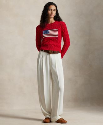 Women's Flag Cable-Knit Cropped Sweater