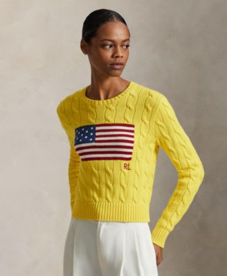 Women's Flag Cable-Knit Cropped Sweater