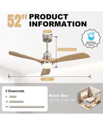 52-inch Modern Sand Nickel 3-Blade Light Ceiling Fan with Remote Control and Supporting Mobile Device Connection