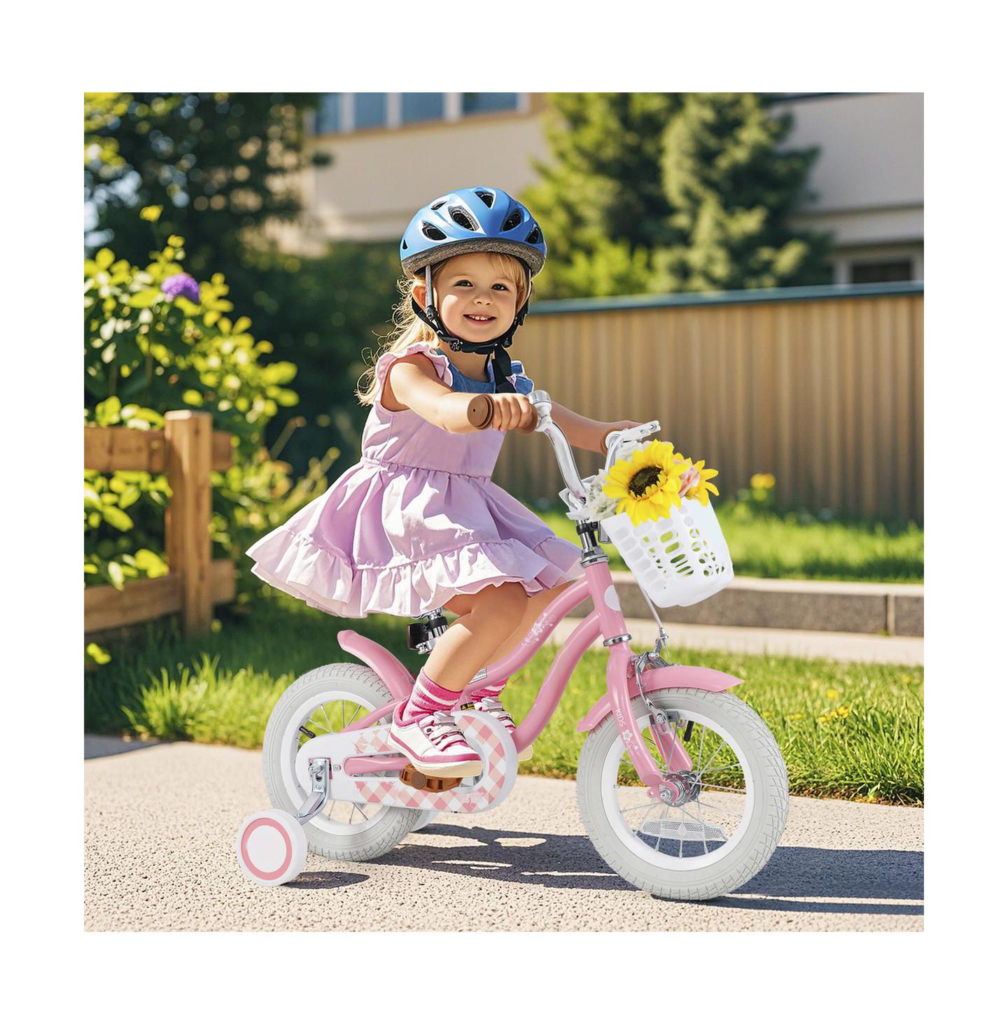 Детская игрушка SUGIFT 12 Inch Kids Bike with Removable Training Wheels and Dual Brakes, Ages 3-4, цвет: Розовый — фото 2
