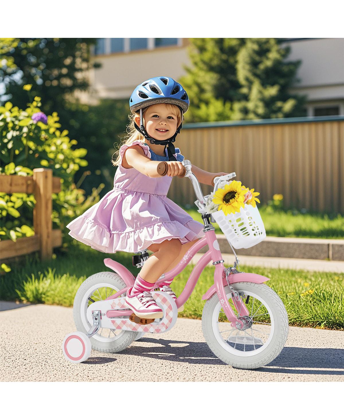 Sugift 12 Inch Kids Bike with Training Wheels and Basket