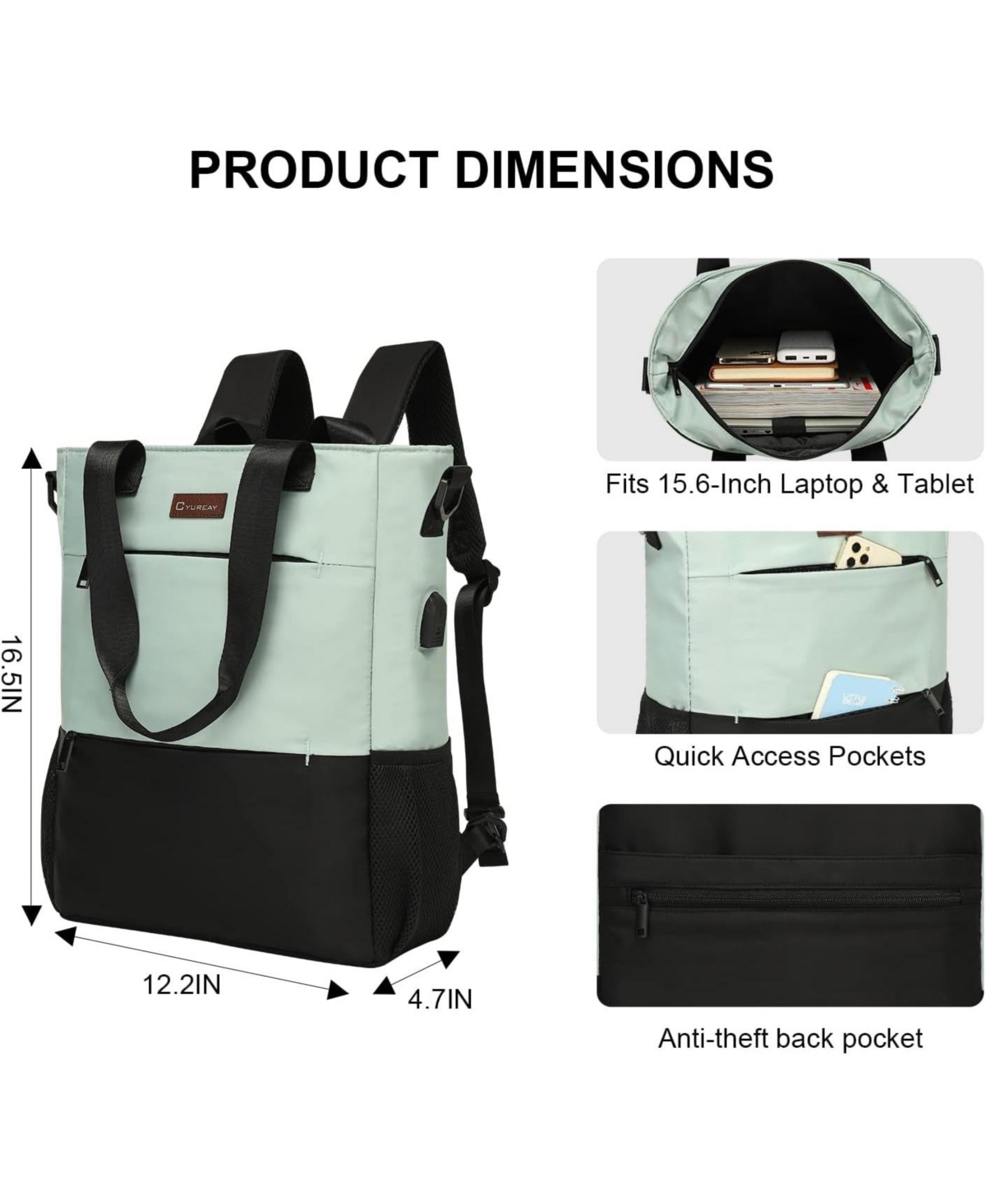 Convertible Backpack Laptop Bag