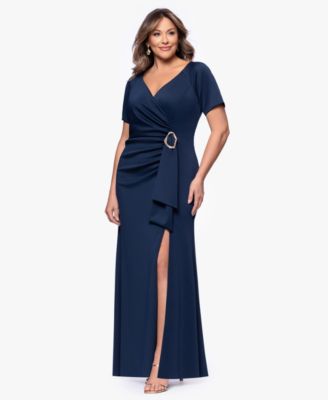 Plus Size Short-Sleeve V-Neck Long Dress