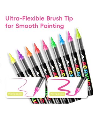 9 Colors Blue Series Acrylic Markers, Soft-Tip Direct-Ink Pigment Pens.