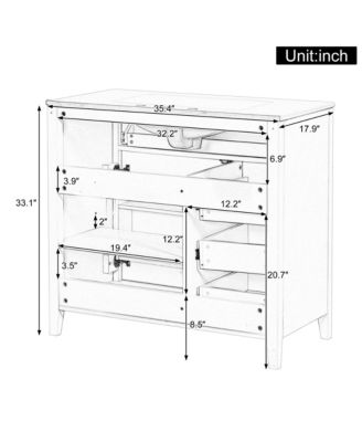 Bathroom Vanity with Sink 3 Drawers Adjustable Shelf Freestanding Storage Cabinet