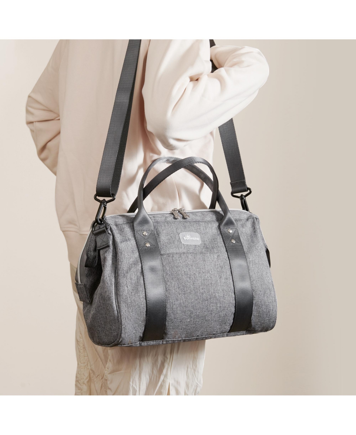 Sunveno Wide Open Frame Diaper Tote Bag, Baby Travel Bag