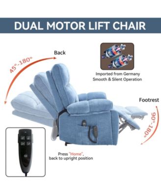 Heat Massage Dual Motor Infinite Position Up to 350 LBS Large Electric Power Lift Recliners with Hidden Cup Holders, Power-Remote