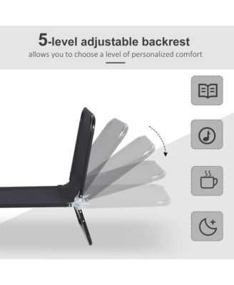 Portable Outdoor Sun Lounger, Lightweight Folding Chaise Lounge Chair w/ 5-Position Adjustable Backrest for Beach, Poolside and Patio, Black