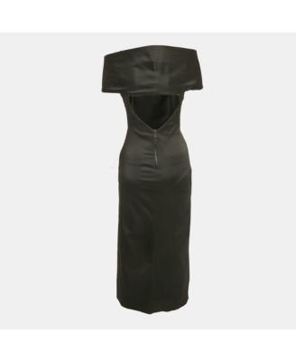 Women's Satin Cold Shoulder Midi Dress