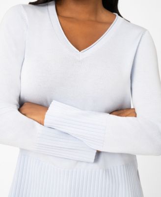 Women's V-Neck Wide-Hem Wide-Cuff Sweater