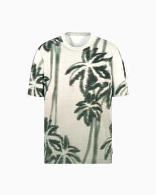 Men's Short Sleeve Palm Tree Print Crewneck T-Shirt